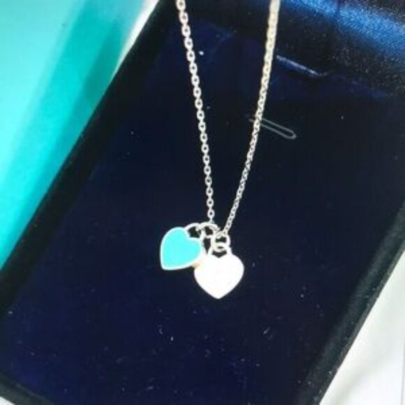 Tiffany & Co. Silver and Blue Heart Pendant Necklace - Picture 4 of 5